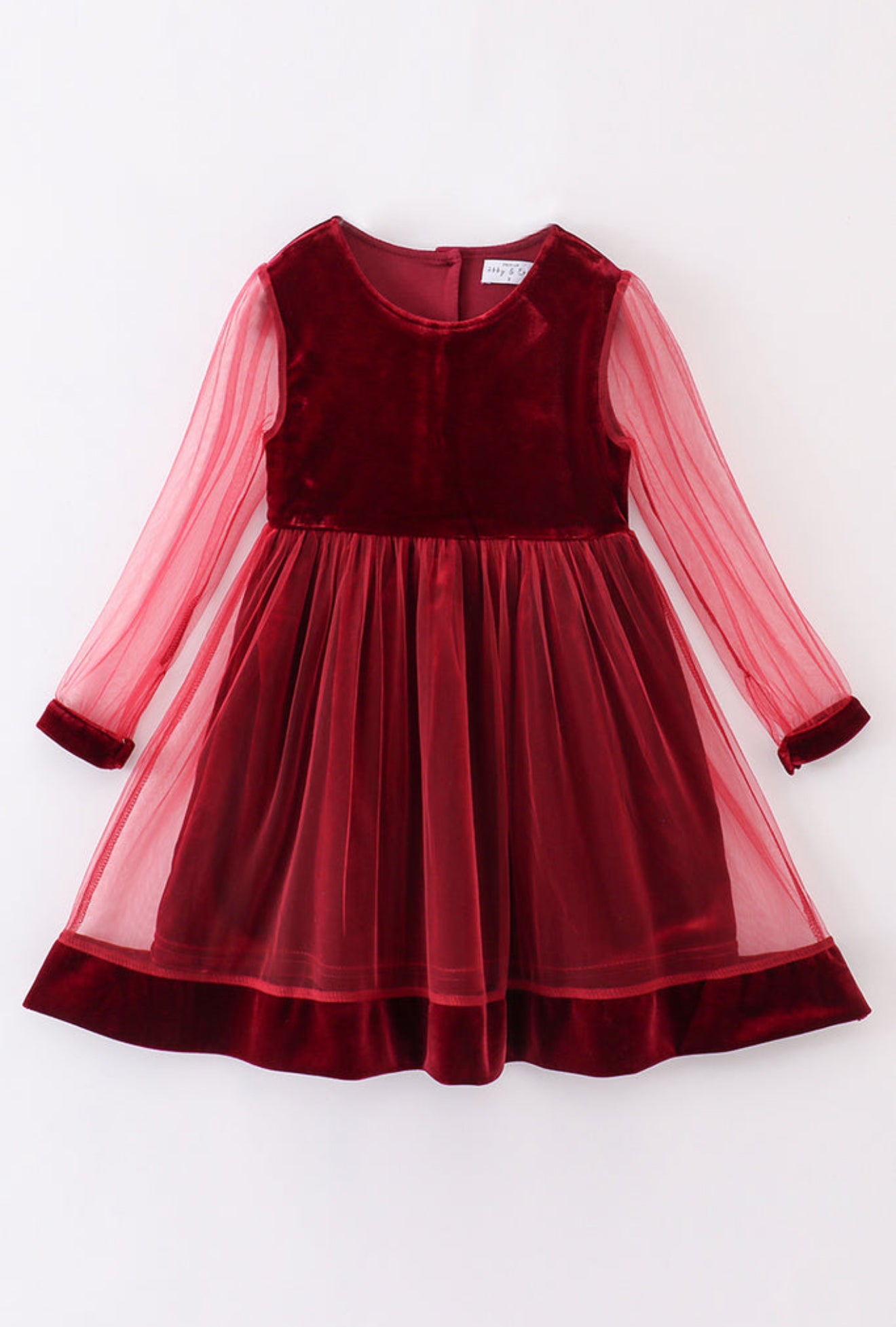 PREMIUM MAROON VELVET RUFFLE GIRL DRESS