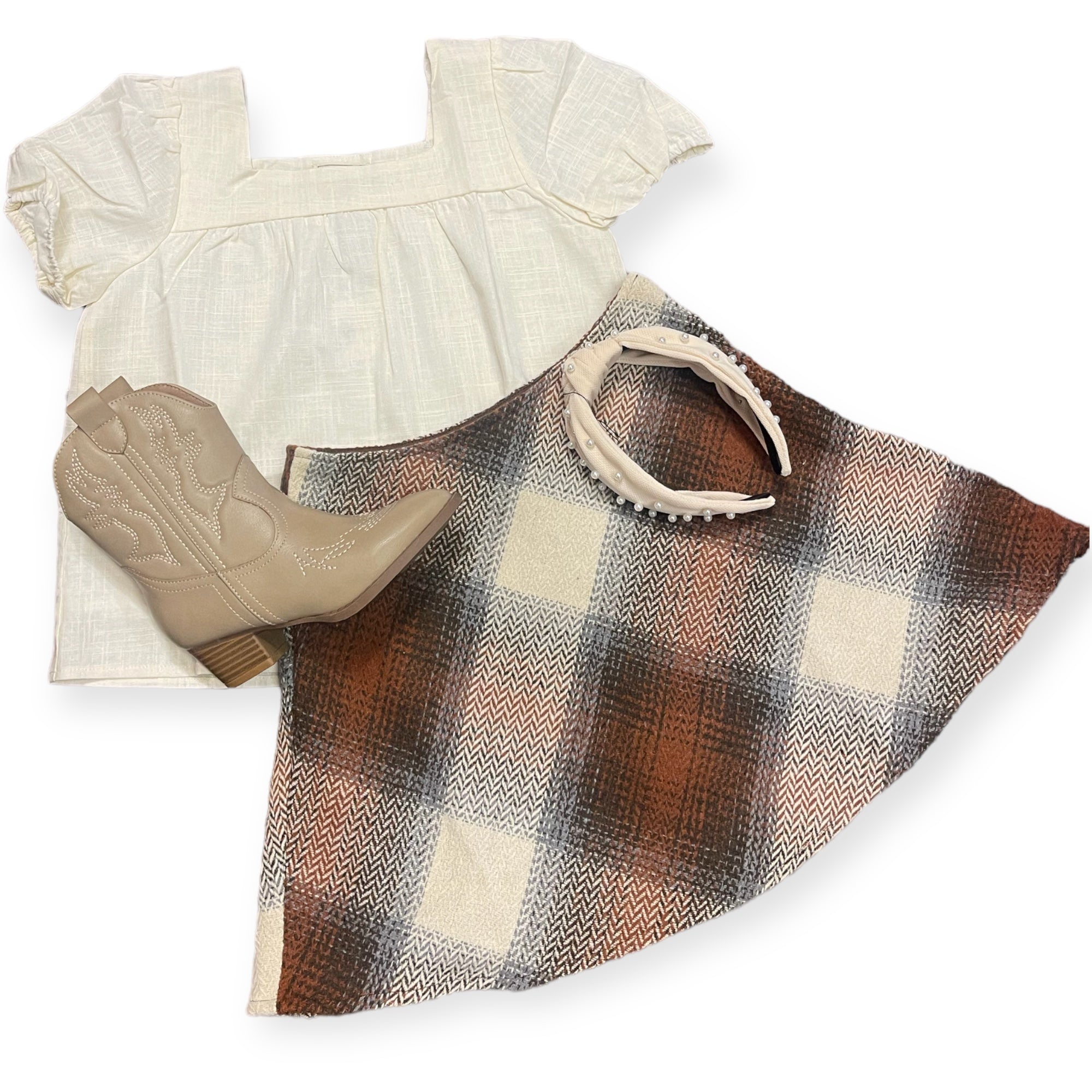 987  Brown Checker Skirt