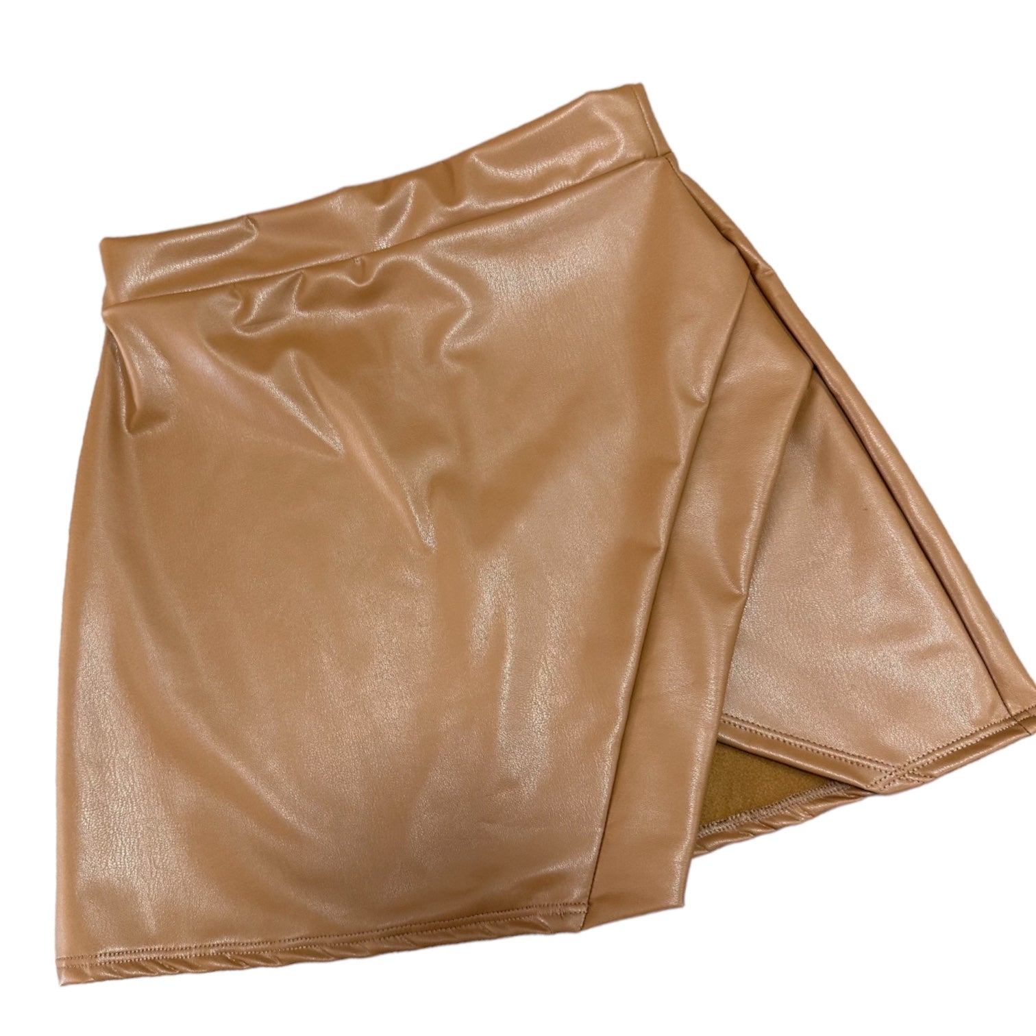 Leather Envelope Skirt in Camel