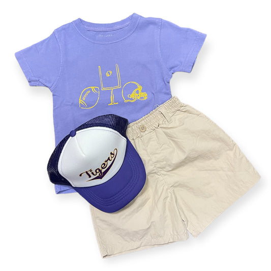 Purple Tee with Yellow Football Trio