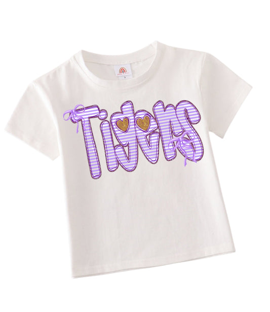 Tigers stripe heart/bow tee