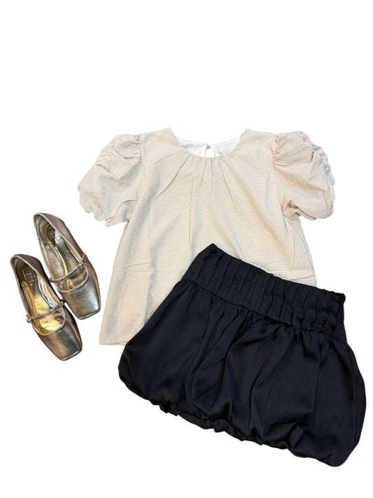 Pleated Ruffle Skirt in Black