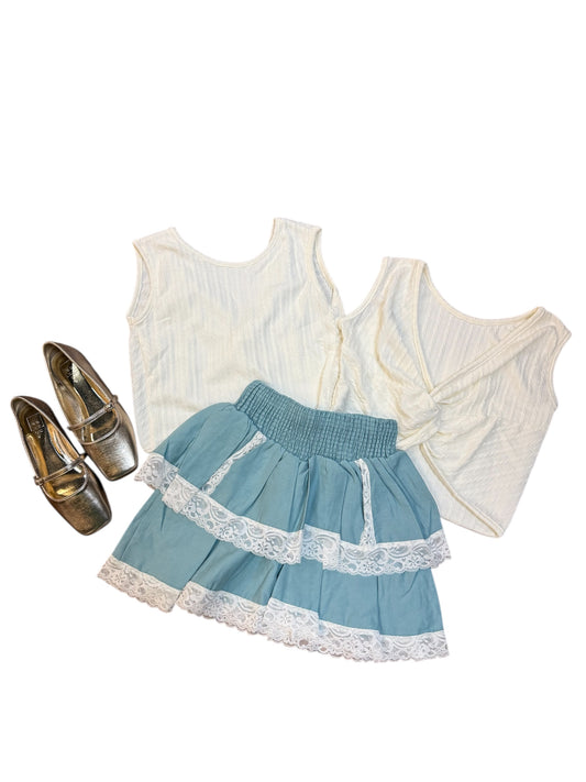 Knit Tie Back Top in White