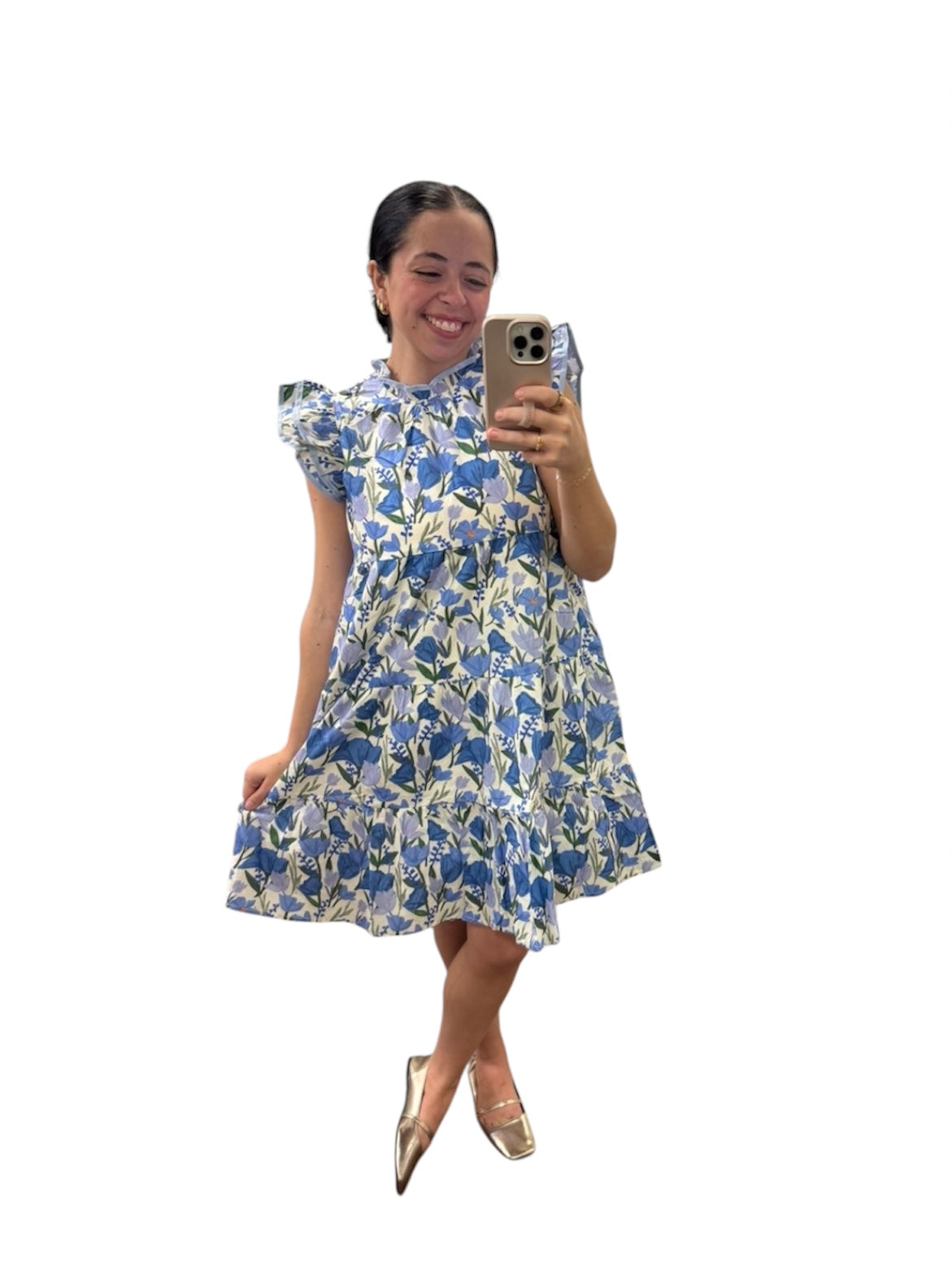 Girls Contrast Piped Ruffle Neck Floral Tank Dress