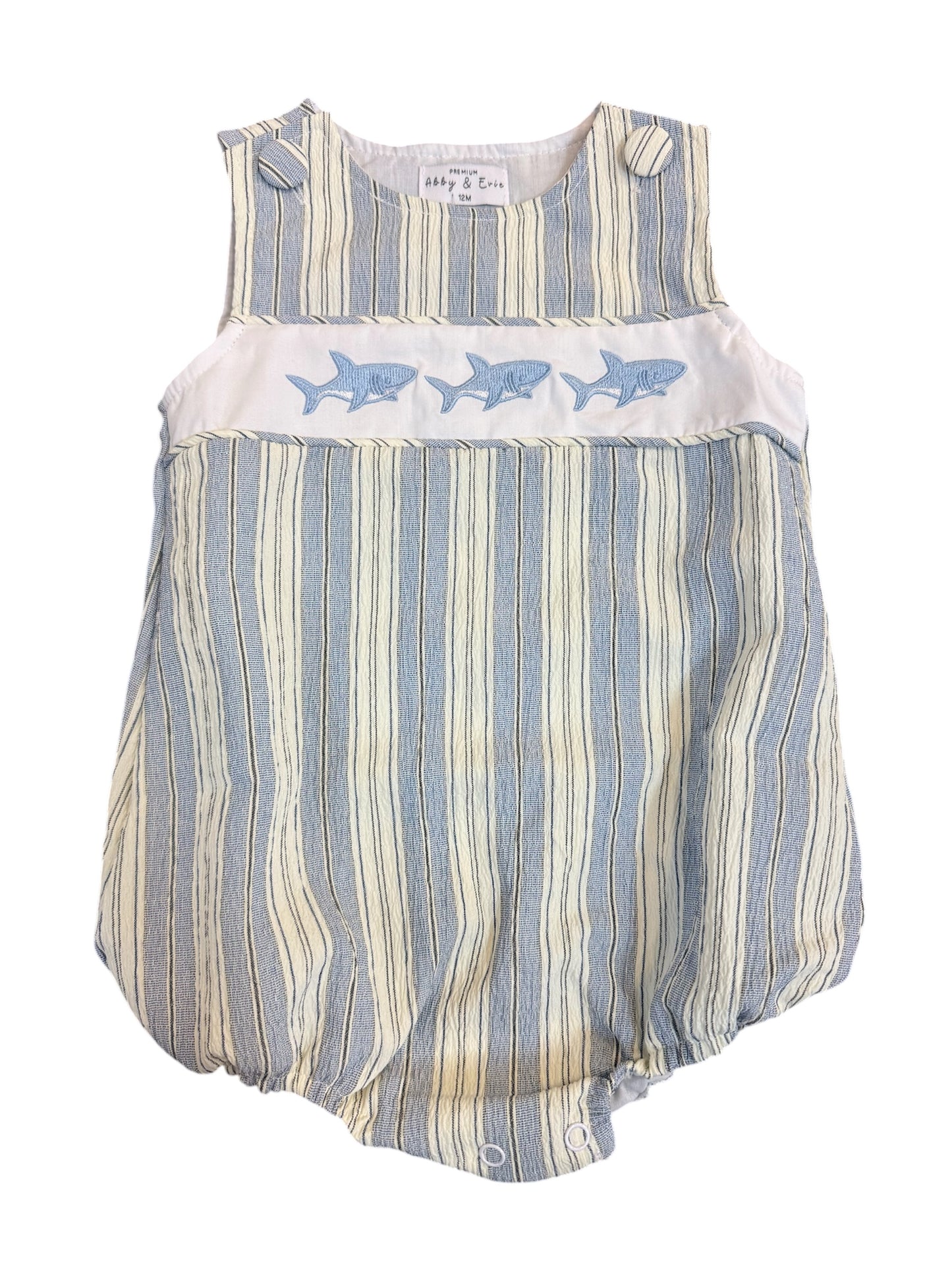 Shark Embroidered Boy Bubble