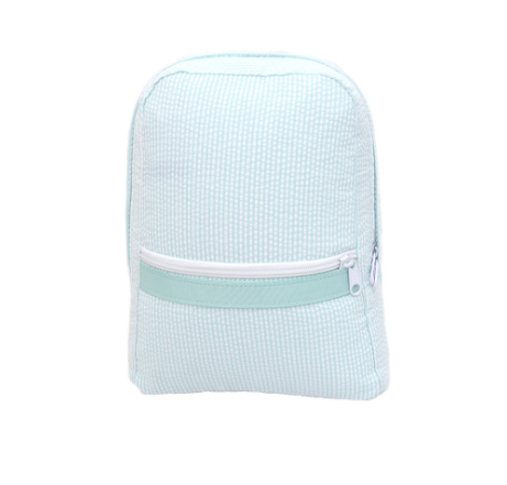 3015 Mint Seersucker Small Backpack