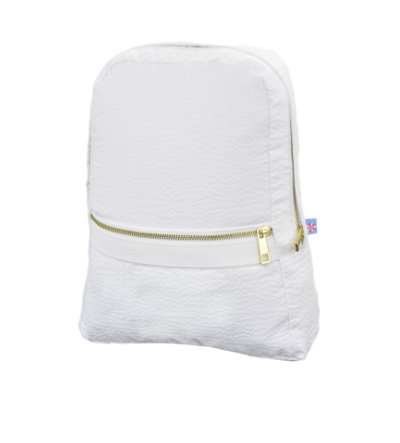 3014 White Seersucker Small Backpack