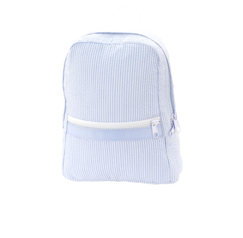 3021 Baby Blue Seersucker Medium Backpack