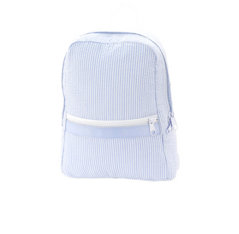 3021 Baby Blue Seersucker  Small Backpack