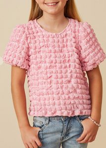 1655 Waffle textured top in pink