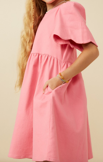 293 Pink Scalloped A-Line Dress