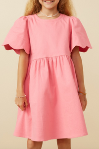 293 Pink Scalloped A-Line Dress