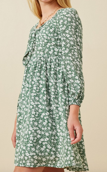 616 Green Floral Dress