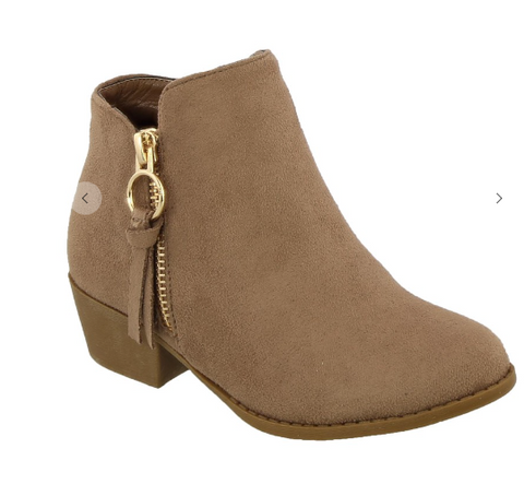 7060 Taupe short boot . Side zip