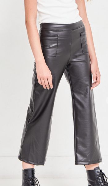 Cropped Faux Leather Shorts