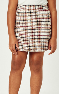 Girls Colored Houndstooth Skirt