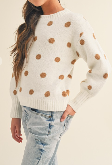 White/Brown Dot Sweater