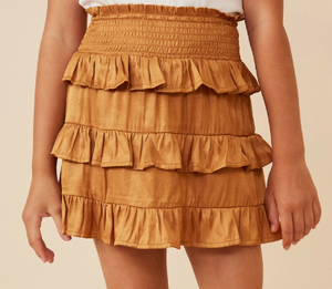 Girls Shimmery Ruffle Tiered Smocked Waist Skirt