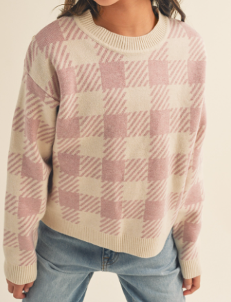 Mauve Checkered Sweater