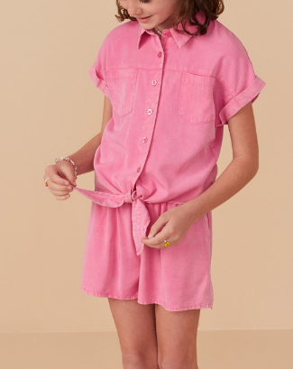 Girls Garment Dyed Dolman Cut Shirt in Pink