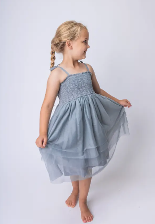 Tulle Solid Color Ruffle Dress