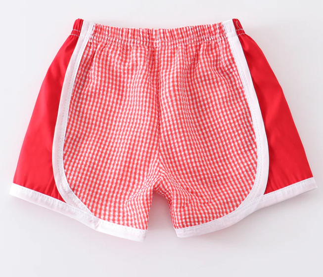 Red Plaid Seersucker Shorts