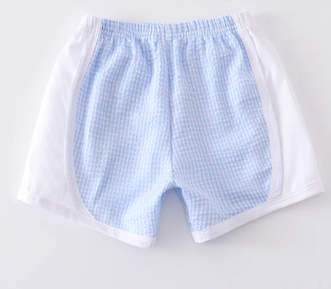 Blue Plaid Seersucker Shorts