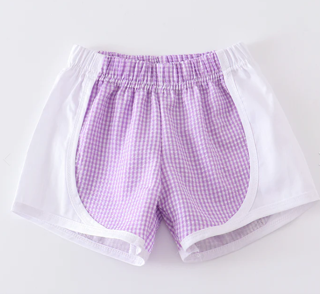 Purple Plaid Seersucker Shorts