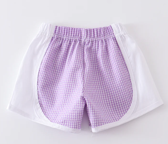 Purple Plaid Seersucker Shorts