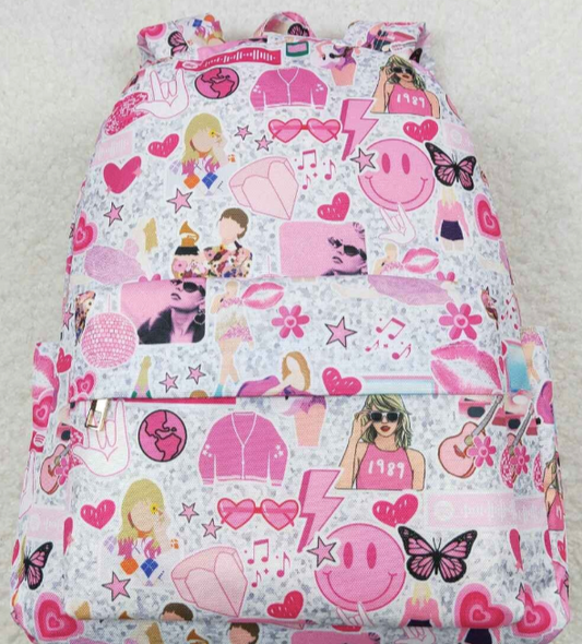 Pink smile butterfly singer kids girls backpack