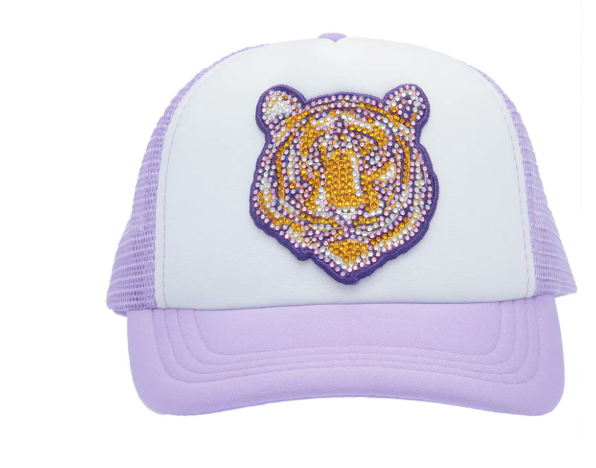 Trucker Cap Youth Lavender with Rhinestone Tiger lavender