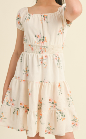 Cream Floral Dress