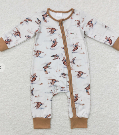 Khaki duck baby boy zipper romper in Multicolor (Copy)