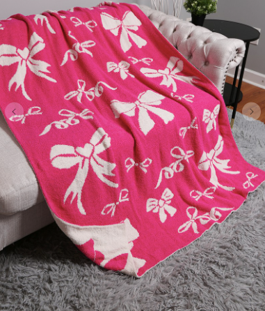 Bow Throw Blanket in Fuchsia