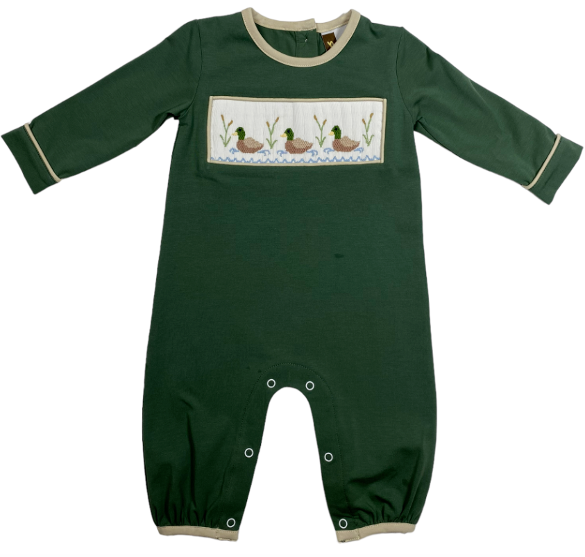 Mallard Duck Smocked Boy romper