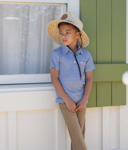 Inshore Performance Short Sleeve Polo in Navy Stripe