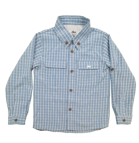 Flagler Fishing Shirt in Blue/White Plaid