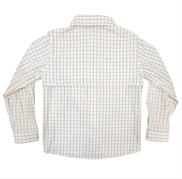 Flagler Fishing Shirt in White/Khaki Plaid