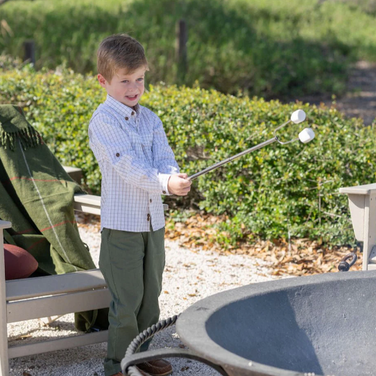 Flagler Fishing Shirt in White/Khaki Plaid