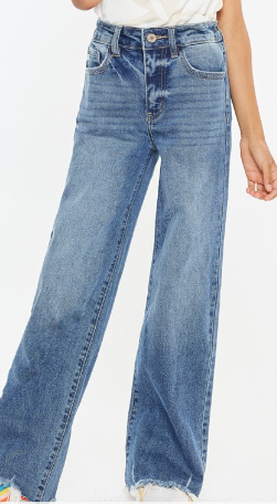 Youth High Rise Slim Wide Leg in Medium Wash