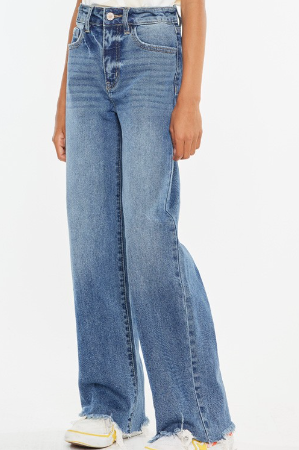 Youth High Rise Slim Wide Leg in Medium Wash