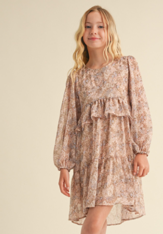 TWEEN KIDS GIRLS LAYERED HI LOW MIDI DRESS