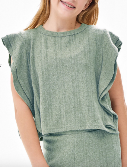 Tiered Ruffle Sweater Vest in Jade