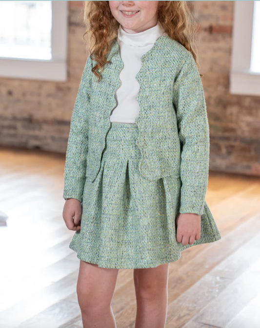 Cassidy Green Tweed Skirt