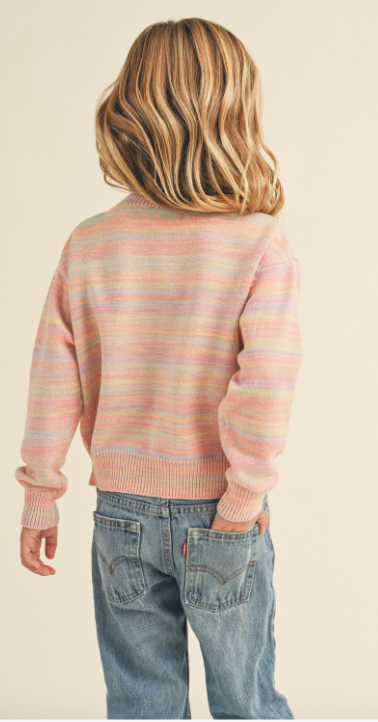 LS VNECK STRIPE SWEATER Muted Blush