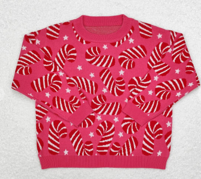 Candy Cane Kids Girls Christmas Sweater