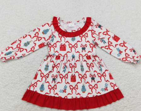 Red Bow Christmas Gift Girls Dress