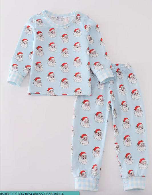 Blue Christmas Santa Claus Pajamas