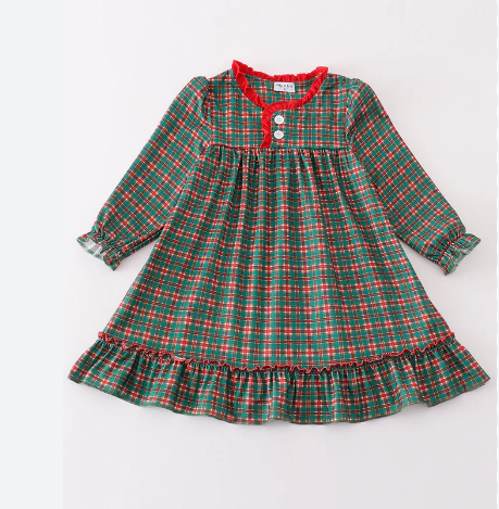 Green Plaid Girl Dress