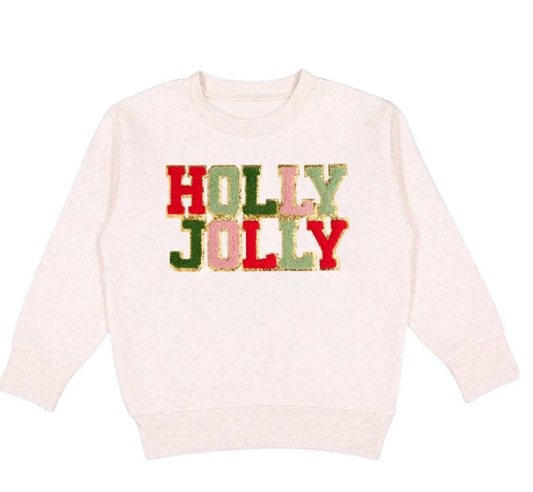 Holly Jolly Patch Christmas Sweatshirt - Natural